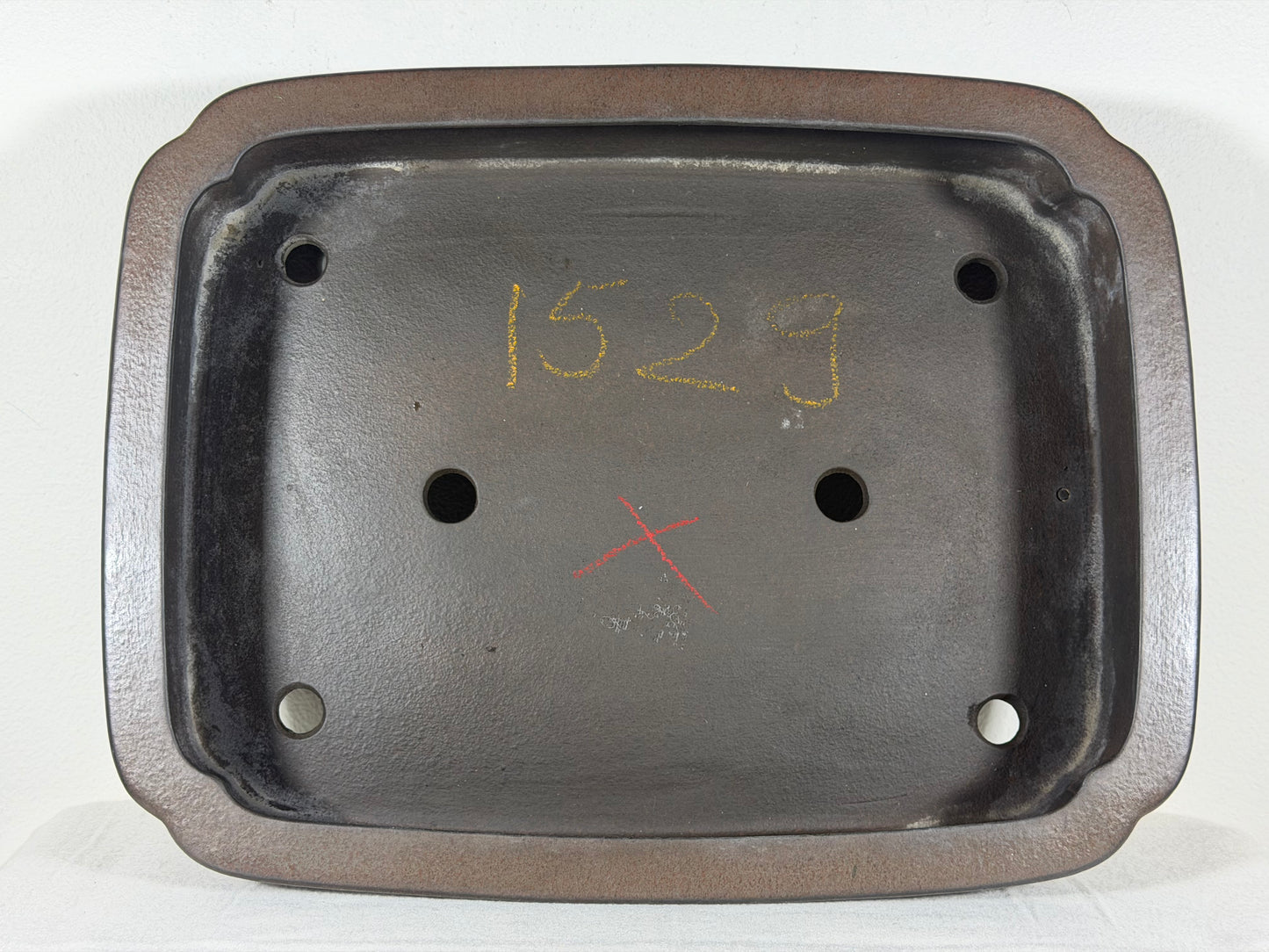 Preowned Japanese Tokoname Unglazed Rectangular Bonsai Pot Eiraku - 13.5” By 10.5”