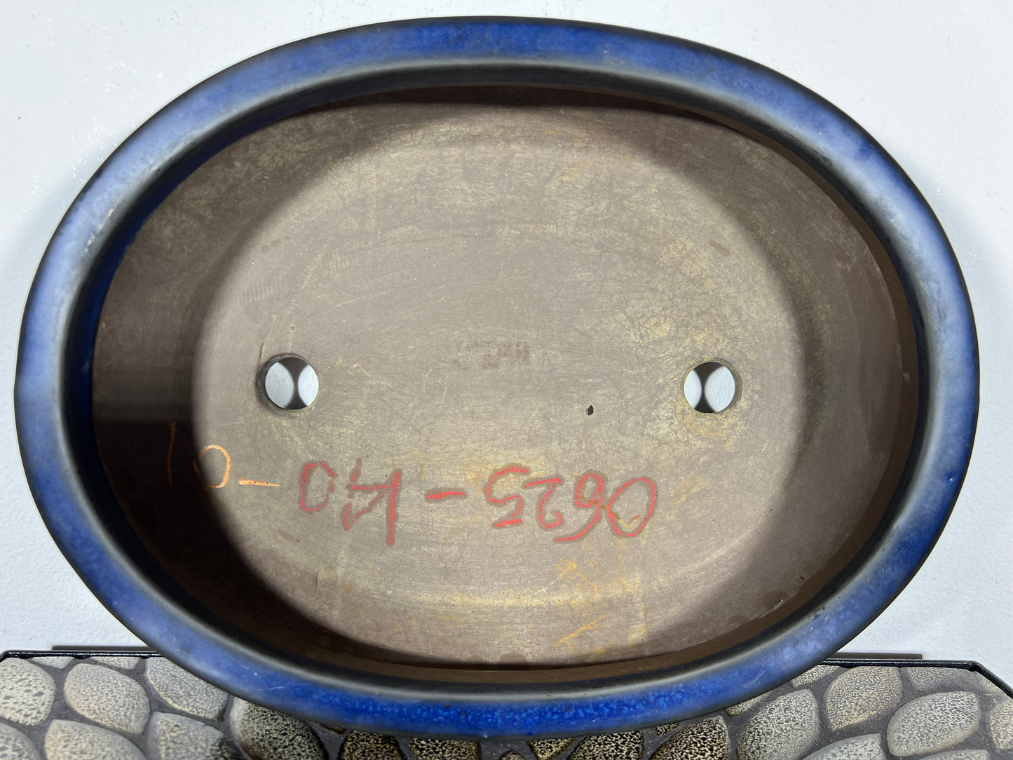 Preowned Japanese Tokoname Bag Style Bonsai Pot with Patina - 12.5” By 9.25”