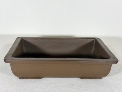 Preowned Japanese Tokoname Unglazed Rectangular Bonsai Pot - 10.5” By 7.25”