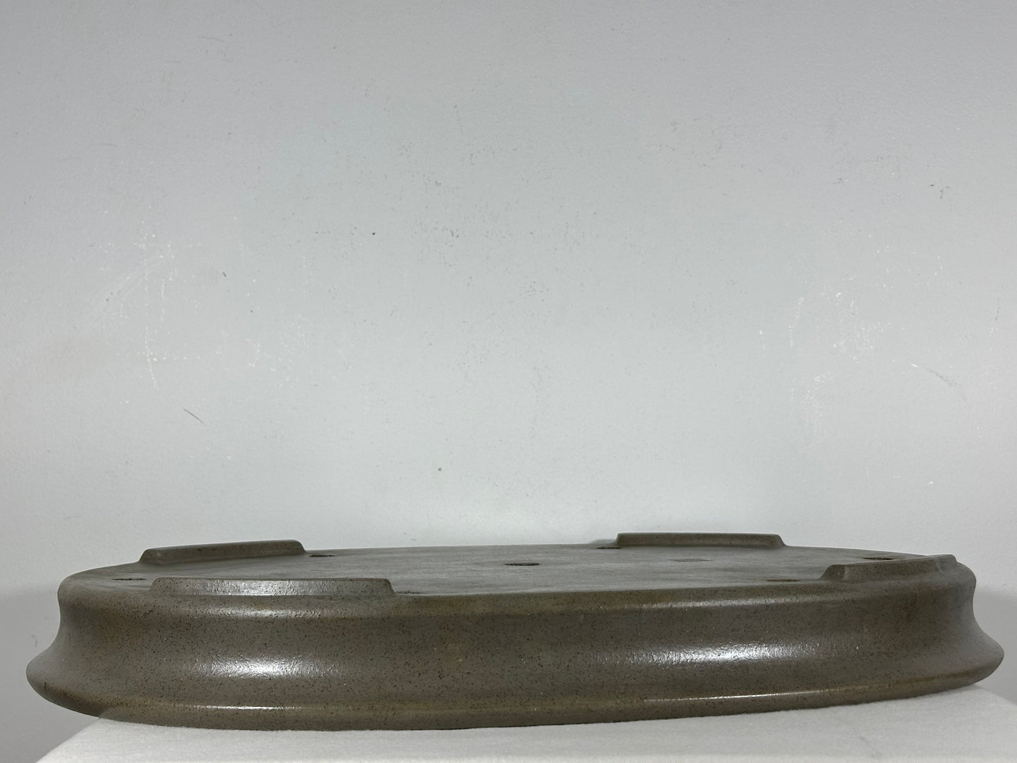 Preowned Japanese Tokoname Unglazed Oval Shallow Bonsai Pot Seizan - 20.5” By 14.75”