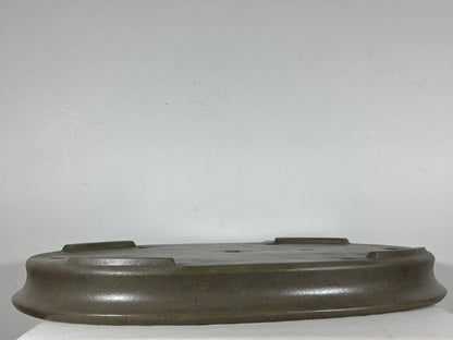 Preowned Japanese Tokoname Unglazed Oval Shallow Bonsai Pot Seizan - 20.5” By 14.75”