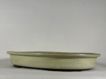 Preowned Japanese Tokoname Glazed Oval Bonsai Pot - 13.75” By 11”