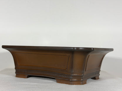 Preowned Japanese Tokoname Unglazed Rectangular Bonsai Pot Bigei - 12” By 9.25”