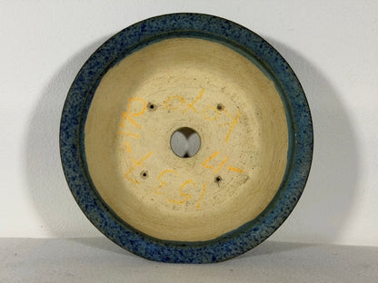 Preowned Japanese Tokoname Glazed Round Bonsai Pot Aiba Koyo - 7.5” By 2 1/8”