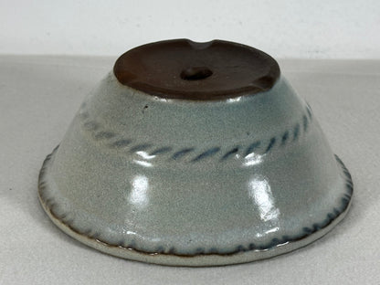 Preowned Japanese Tokoname Glazed Round Bonsai Pot with Patina - 6.5” By 2.75”