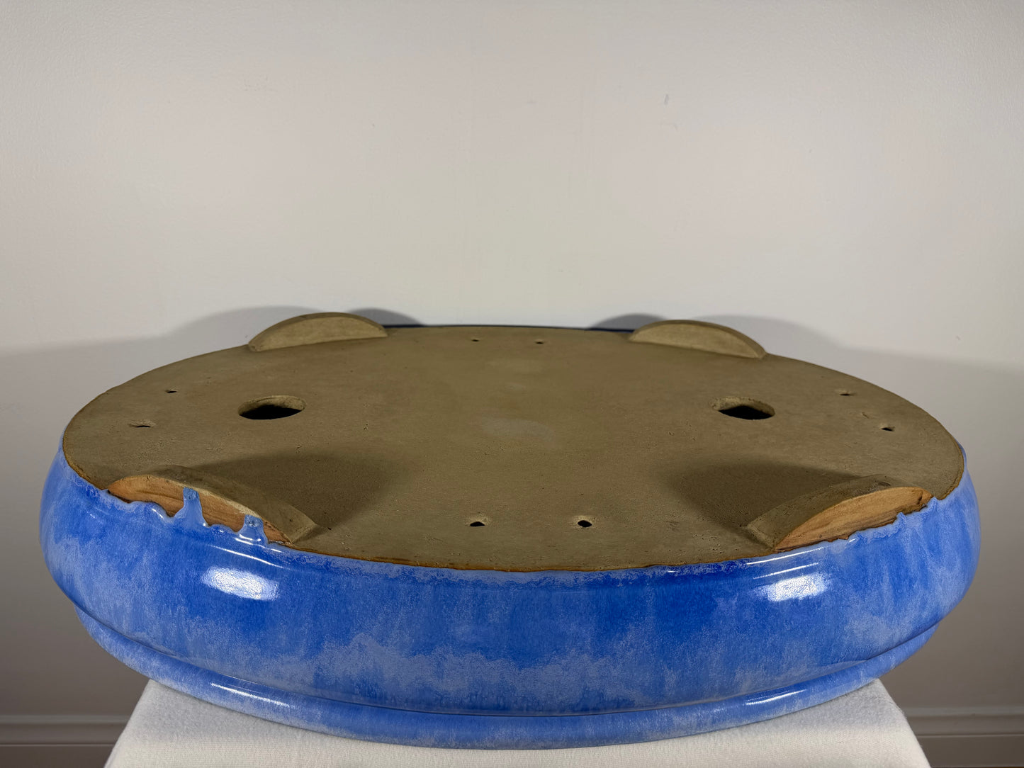 Preowned Japanese Tokoname Glazed Bag Style Bonsai Pot Canton China - 25.5” By 18”