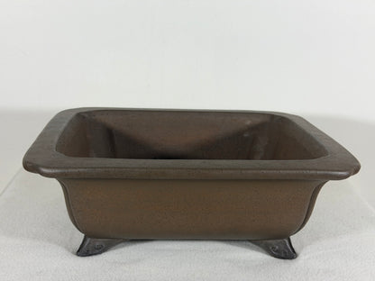 Preowned Japanese Tokoname Rectangular Bonsai Pot Gyouzan Nakano - 11” By 9”