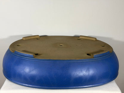 Preowned Japanese Tokoname Glazed Oval Bonsai Pot Reiho - 20” By 16.5”