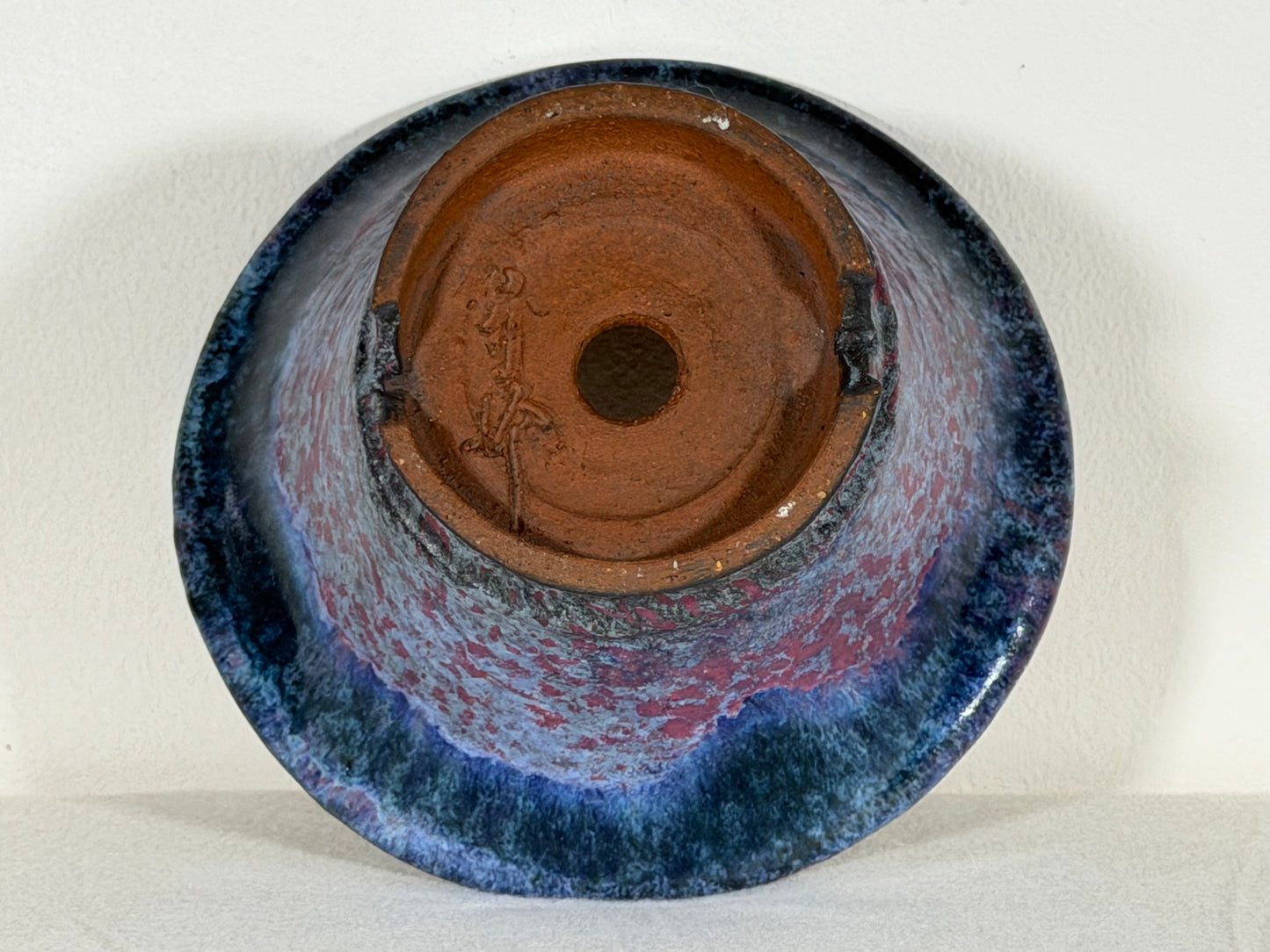 Preowned Japanese Tokoname Glazed Round Bonsai Pot Syuhou Yoshimura - 6.5” By 3.25”