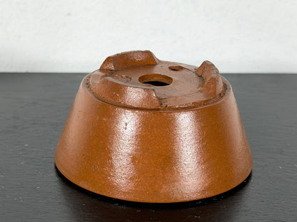 Preowned Vintage Japanese Tokoname Unglazed Round Bonsai Pot Eimei - 2.25” By 1 1/8”