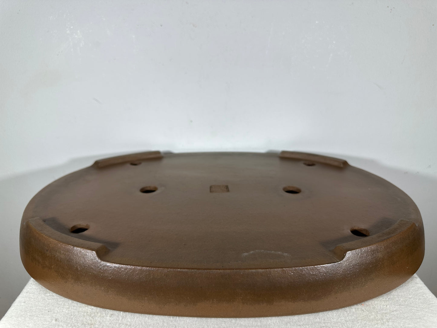 Preowned Japanese Tokoname Unglazed Oval Shallow Bonsai Pot Seizan - 20.5” By 14.5”