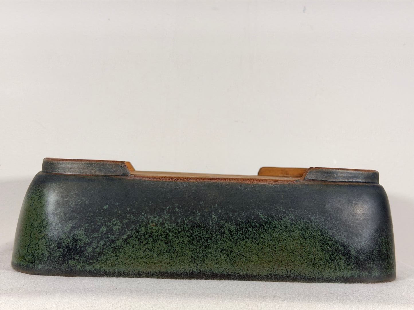 Preowned Japanese Tokoname Glazed Rectangular Bonsai Pot Syuhou Yoshimura - 13.75” By 10.5”