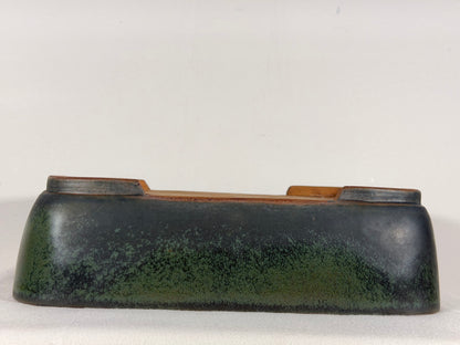 Preowned Japanese Tokoname Glazed Rectangular Bonsai Pot Syuhou Yoshimura - 13.75” By 10.5”