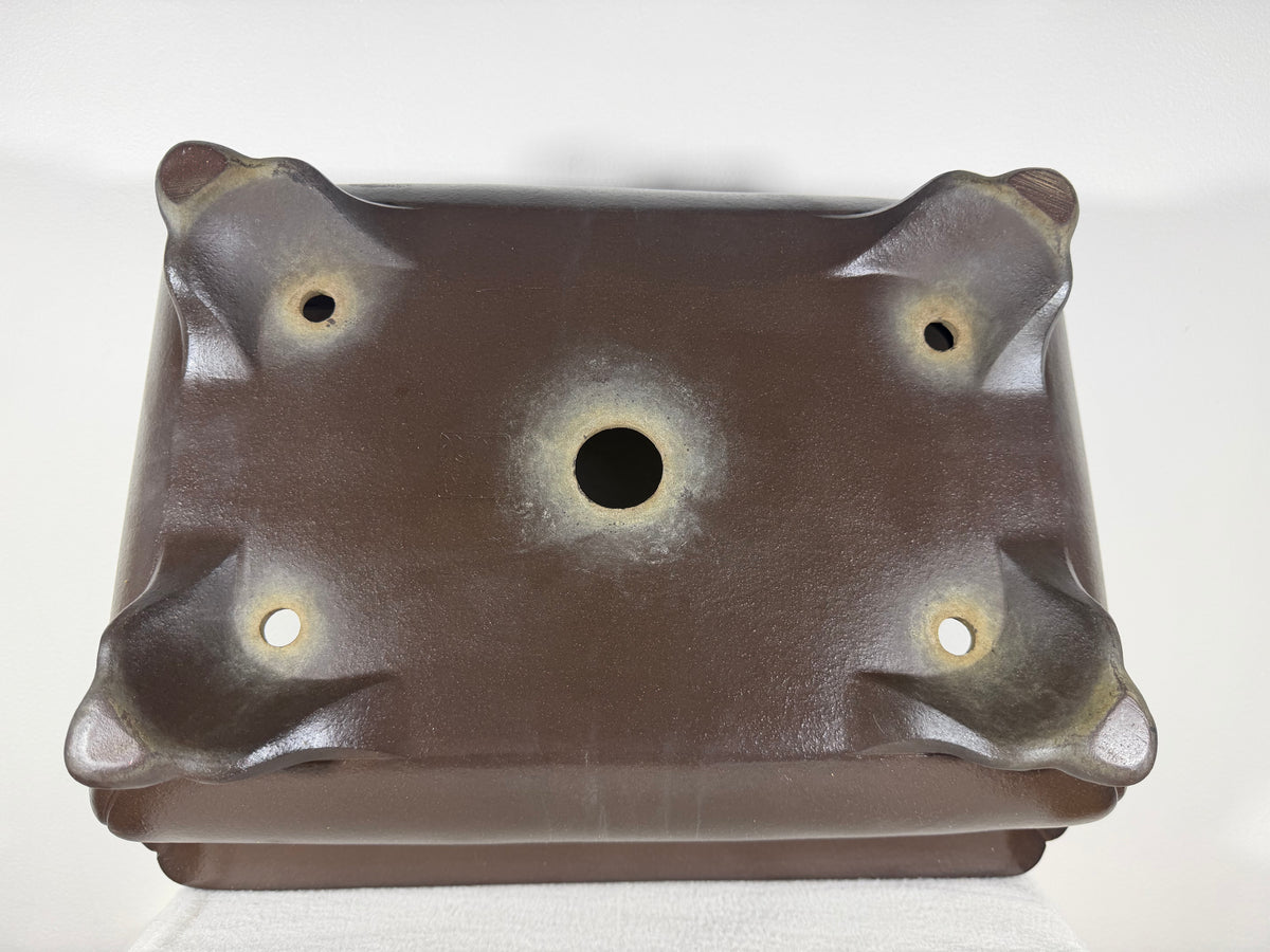 Preowned Japanese Tokoname Unglazed Rectangular Bonsai Pot Keizan - 18.5” x 13.75” x 7.25”