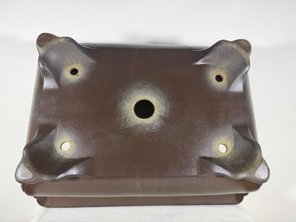 Preowned Japanese Tokoname Unglazed Rectangular Bonsai Pot Keizan - 18.5” x 13.75” x 7.25”