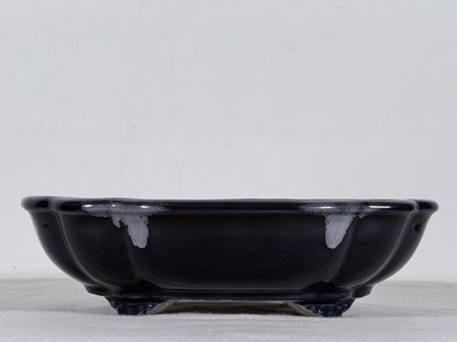 Preowned Japanese Tokoname Glazed Mokko Style Bonsai Pot Satomi - 8” By 7”