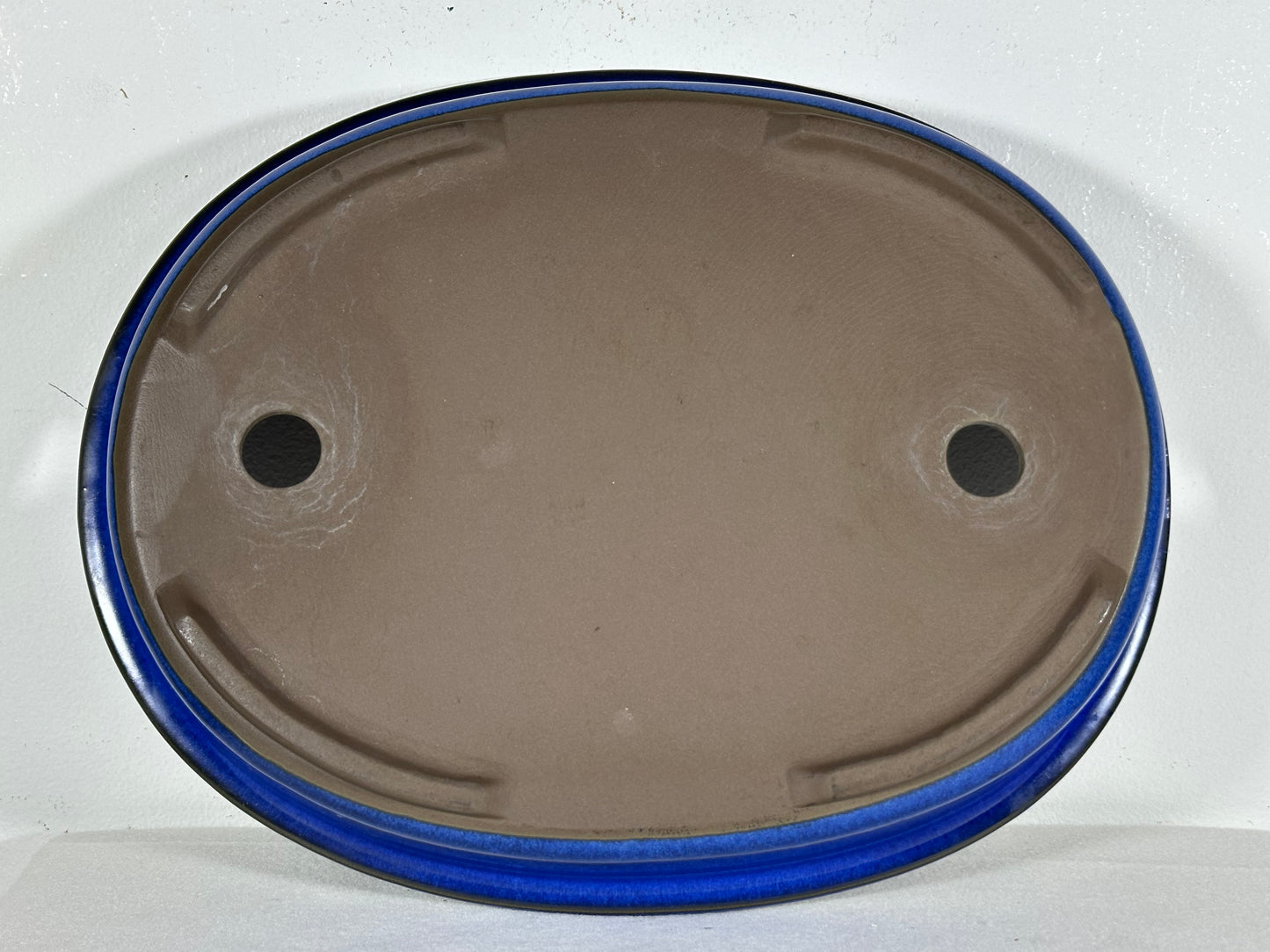 Preowned Japanese Tokoname Glazed Shallow Oval Bonsai Pot - 13.25” By 10.5”