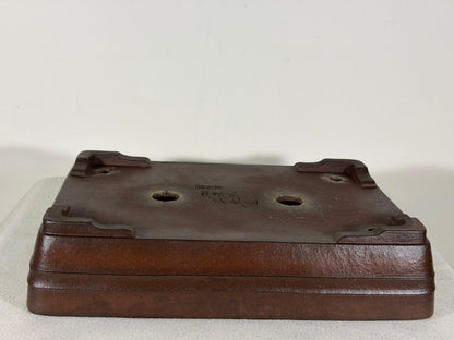 Preowned Japanese Tokoname Unglazed Rectangular Bonsai Pot Yamaaki - 12.5” By 9”
