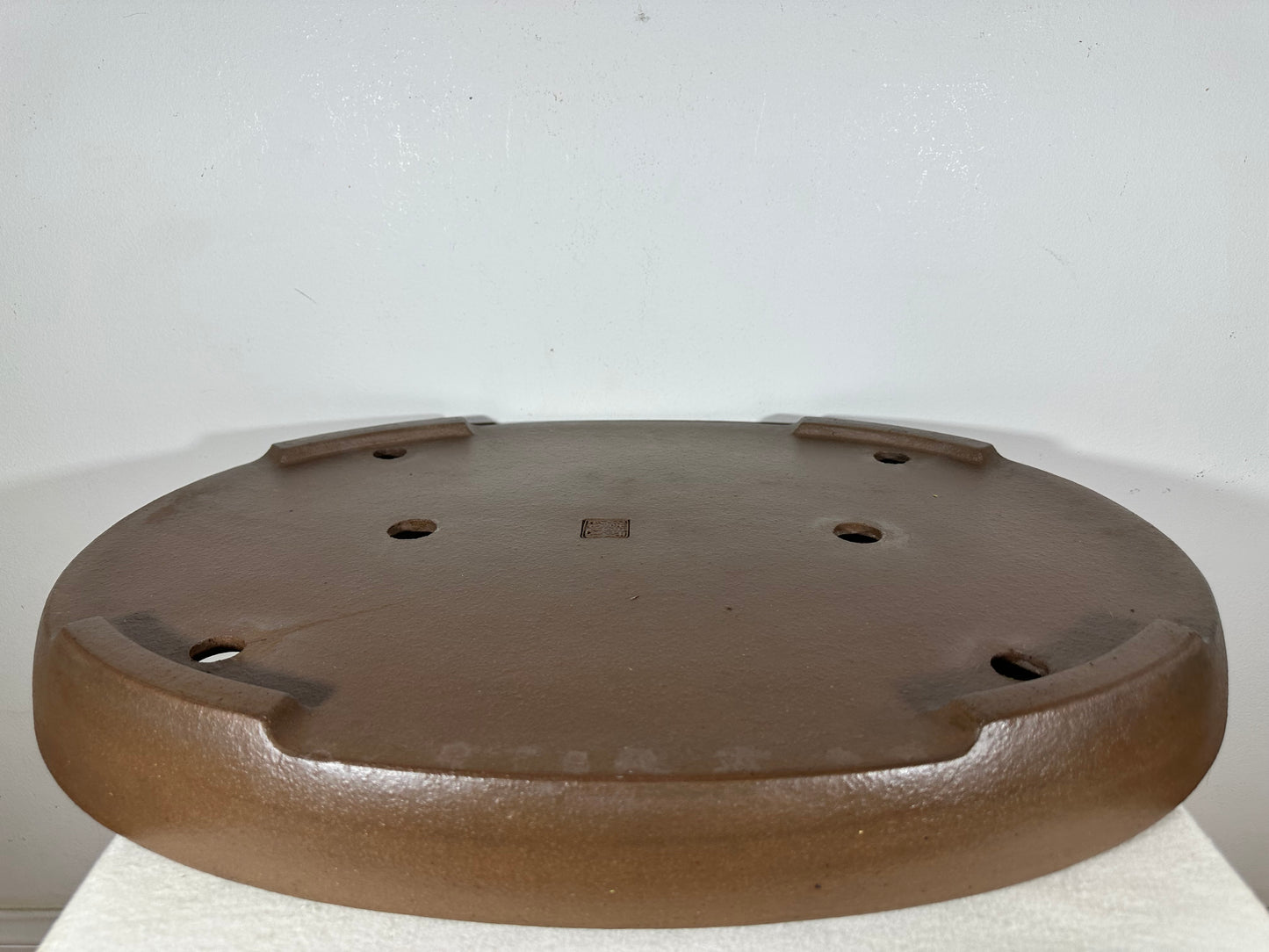 Preowned Japanese Tokoname Unglazed Oval Shallow Bonsai Pot Seizan - 22.5” By 16.25”