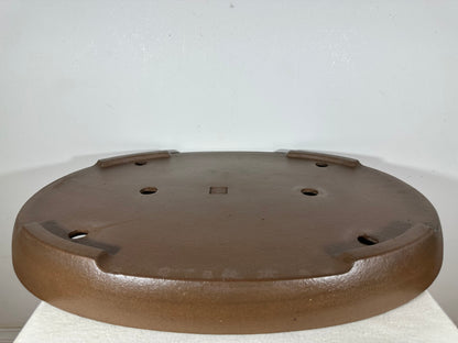 Preowned Japanese Tokoname Unglazed Oval Shallow Bonsai Pot Seizan - 22.5” By 16.25”