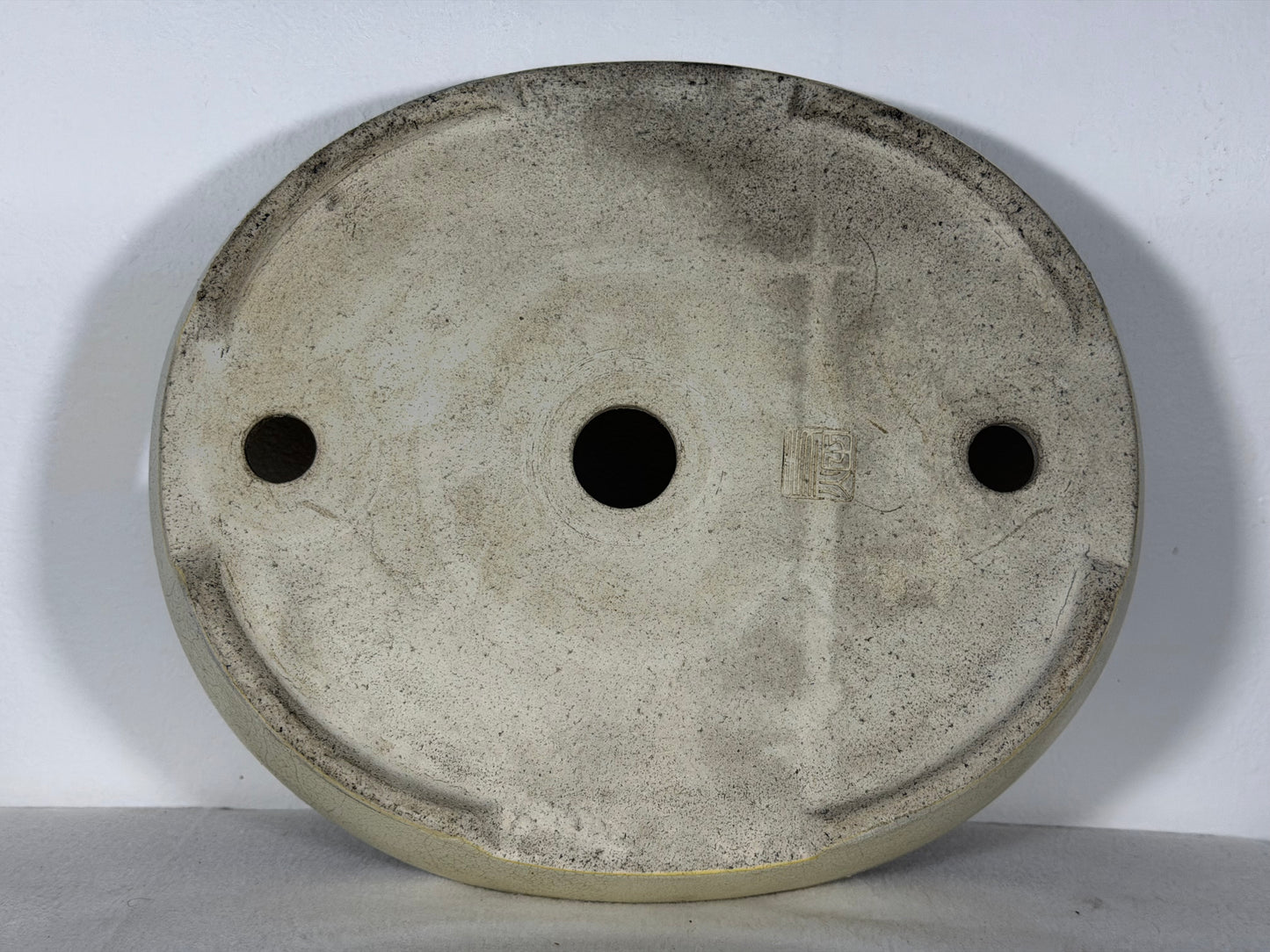 Preowned Japanese Tokoname Glazed Oval Bonsai Pot Mazan Terahata - 11.25” By 9.5”