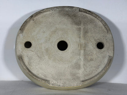 Preowned Japanese Tokoname Glazed Oval Bonsai Pot Mazan Terahata - 11.25” By 9.5”