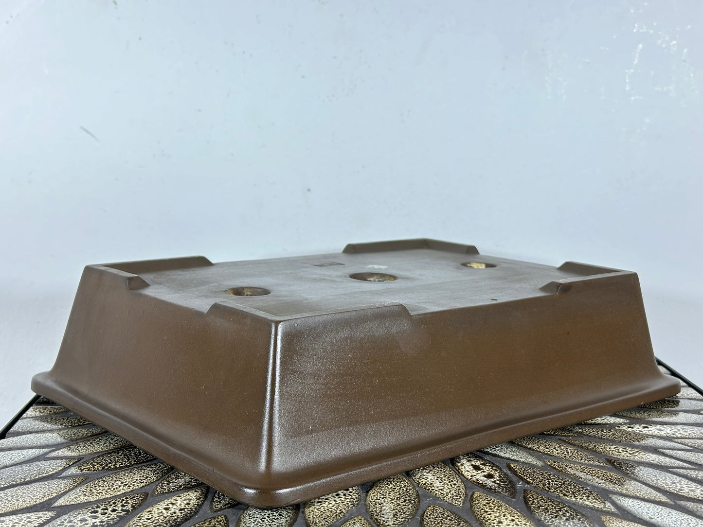 Preowned Japanese Tokoname Unglazed Rectangular Bonsai Pot Sankyou - 3 1/8” By 9 3/8”
