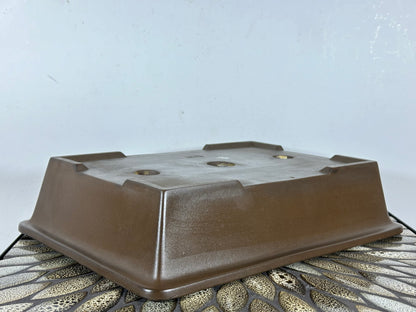 Preowned Japanese Tokoname Unglazed Rectangular Bonsai Pot Sankyou - 3 1/8” By 9 3/8”