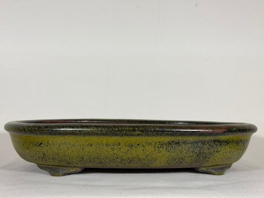 Preowned Japanese Tokoname Oval Bonsai Pot Reiho - 15.25” By 11.5”