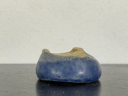 Preowned Japanese Tokoname Glazed Round Bonsai Pot With Stamp - 1.75” By 0.75”