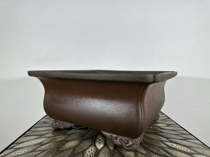 Preowned Japanese Tokoname Square Bonsai Pot Tazan - 12.75” By 6”