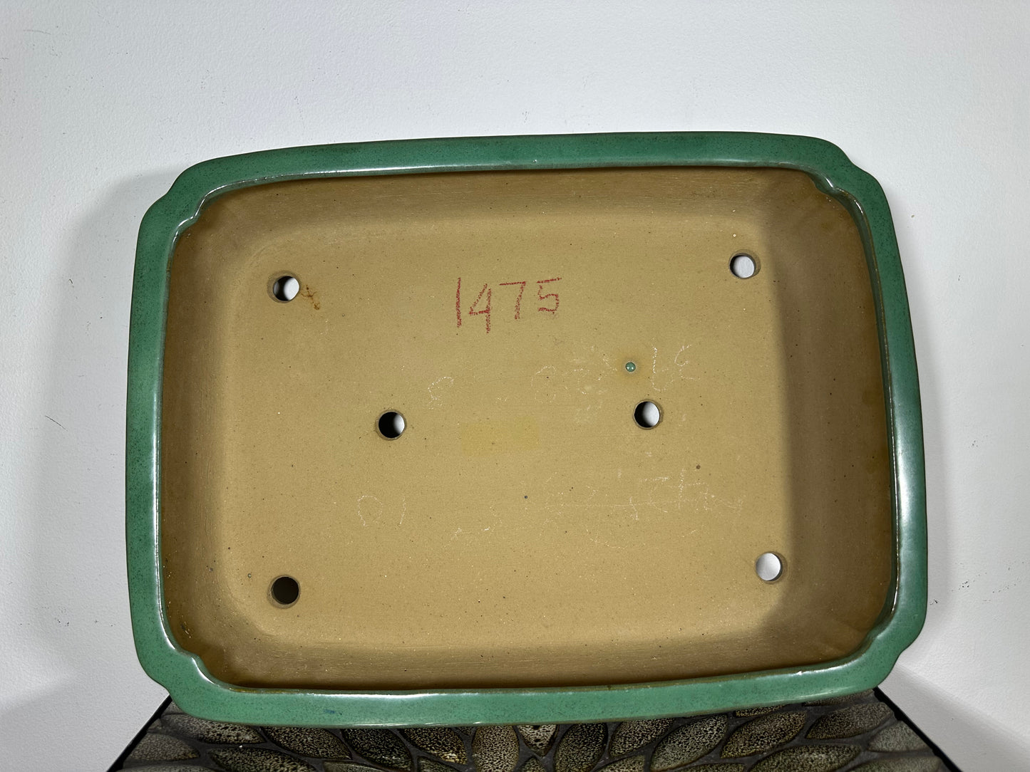 Preowned Japanese Tokoname Glazed Rectangular Bonsai Pot Yamafusa - 16.75” By 12.5”