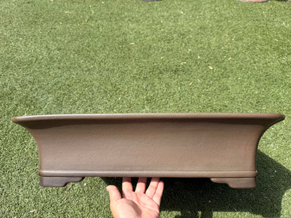 Preowned Japanese Tokoname Unglazed Rectangular Bonsai Pot Gyouzan Nakano - 22.25” By 16.75”