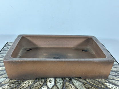 Preowned Japanese Tokoname Unglazed Rectangular Bonsai Pot Syouzan - 11.25” By 9”