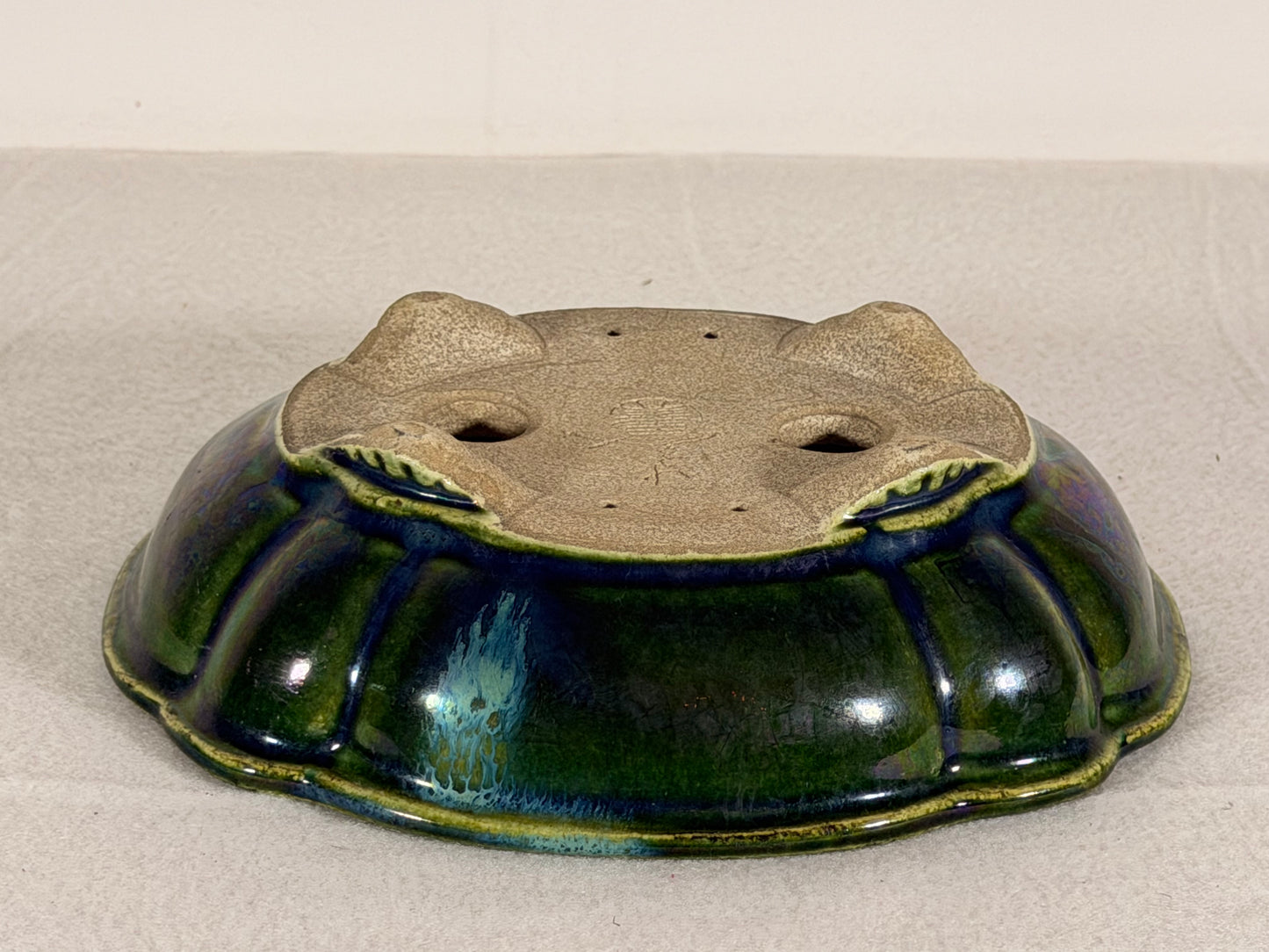 Preowned Japanese Tokoname Glazed Mokko Style Bonsai Pot Satomi - 7” By 6”
