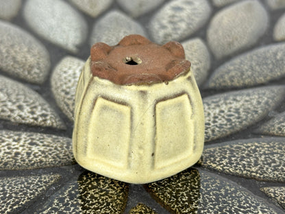 Preowned Japanese Tokoname Glazed Hexagon Bonsai Pot - 1 5/8” By 1.25”