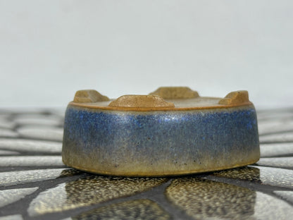 Preowned Japanese Tokoname Glazed Rectangular Bonsai Pot with Stamp - 2” By 1 5/8”