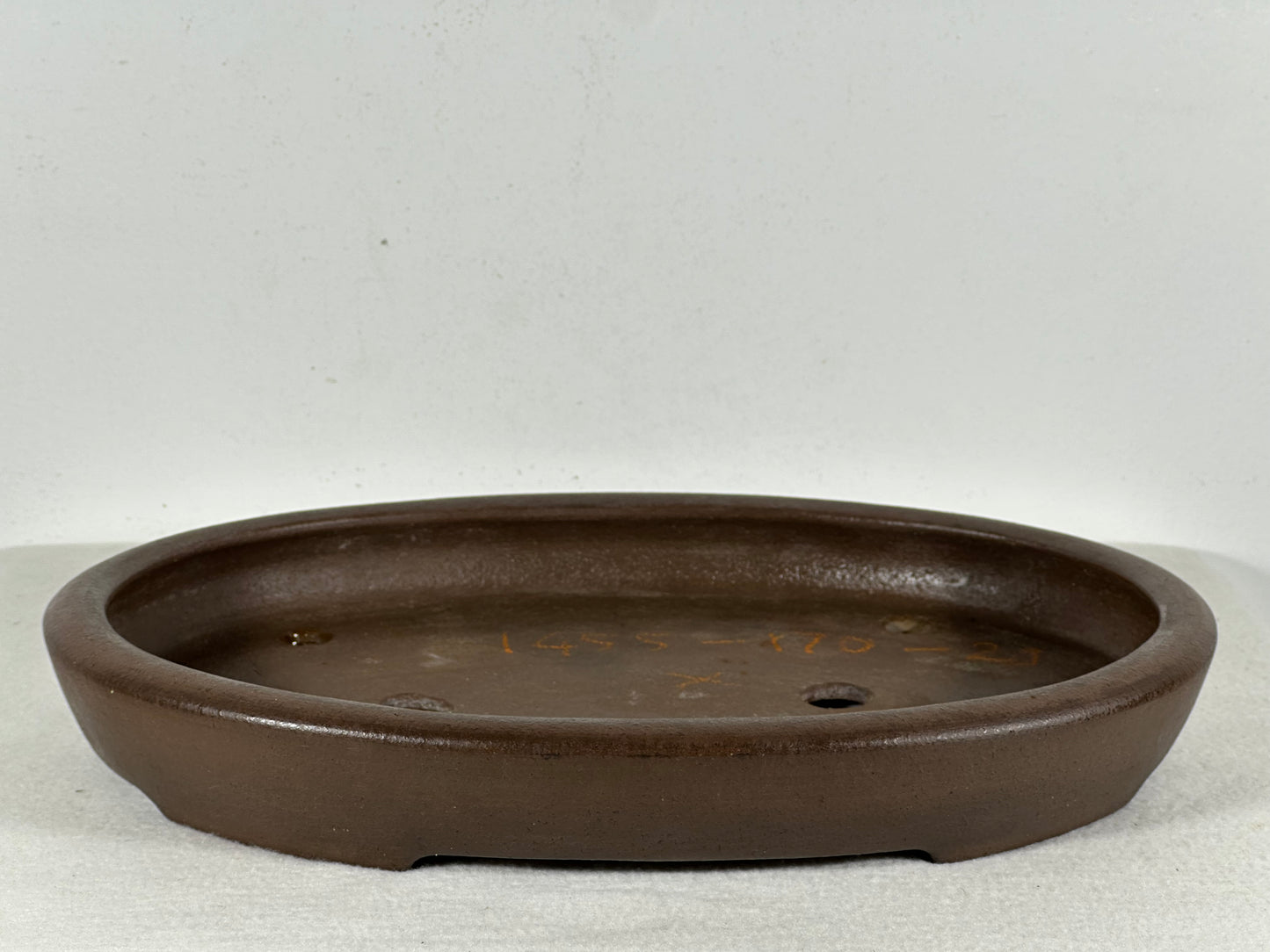 Preowned Japanese Tokoname Unglazed Oval Shallow Bonsai Pot Seizan - 12.5” By 9”