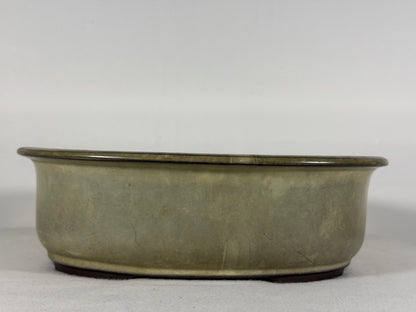Preowned Japanese Tokoname Glazed Oval Bonsai Pot - 10.25” By 8.75”