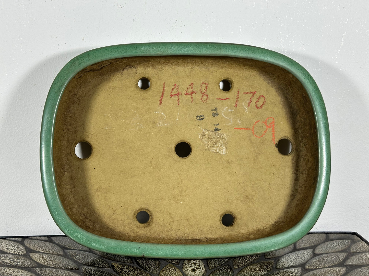 Preowned Japanese Tokoname Glazed Rectangular Bonsai Pot Yamafusa - 11.25” By 8.5”