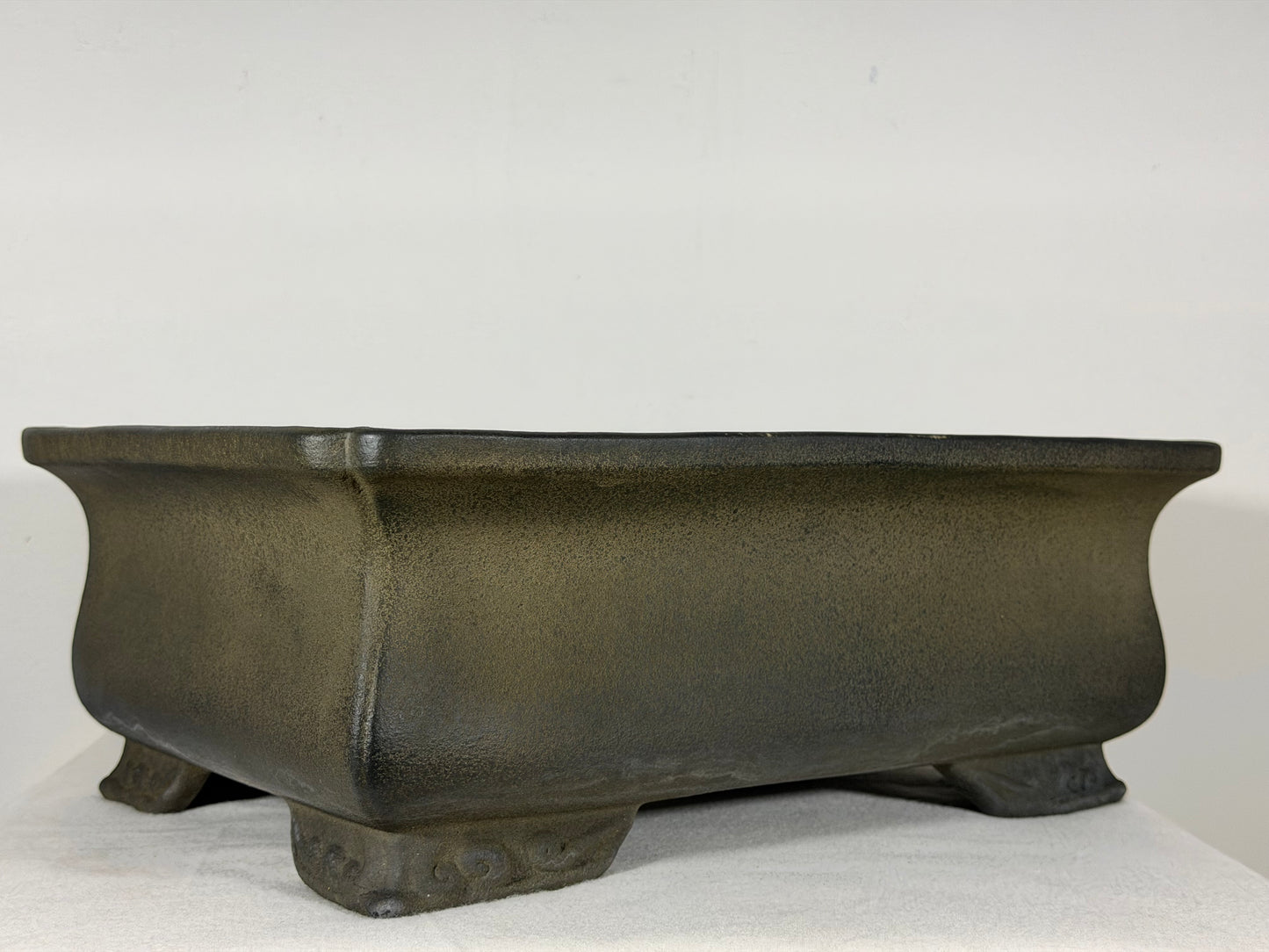 Preowned Vintage Japanese Tokoname Unglazed Rectangular Bonsai Pot Aiba Koyo - 15” By 11.25”
