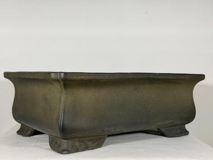 Preowned Vintage Japanese Tokoname Unglazed Rectangular Bonsai Pot Aiba Koyo - 15” By 11.25”