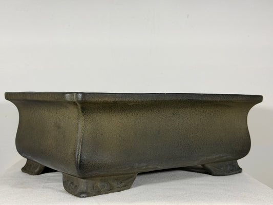 Preowned Vintage Japanese Tokoname Unglazed Rectangular Bonsai Pot Aiba Koyo - 15” By 11.25”