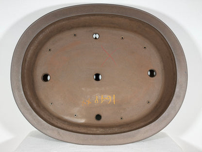 Preowned Japanese Tokoname Unglazed Oval Bonsai Pot Gyouzan Nakano - 19” By 15.5”