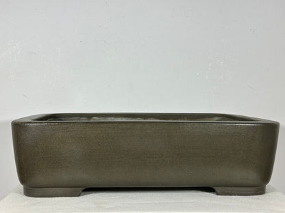 Preowned Japanese Tokoname Unglazed Rectangular Bonsai Pot Seizan - 16.25” By 11.75”