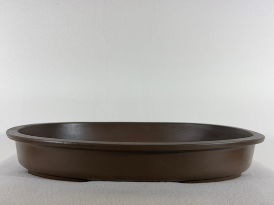 Preowned Japanese Tokoname Unglazed Shallow Oval Bonsai Pot - 14.75” By 11.75”