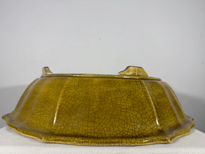 Preowned Japanese Tokoname Glazed Rinka Style Bonsai Pot Mazan Terahata - 20.75” By 20”
