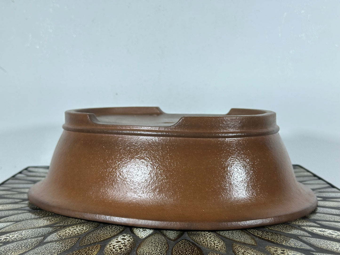Preowned Japanese Tokoname Unglazed Oval Bonsai Pot Seizan - 12.5” By 10.5”