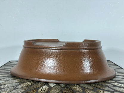 Preowned Japanese Tokoname Unglazed Oval Bonsai Pot Seizan - 12.5” By 10.5”
