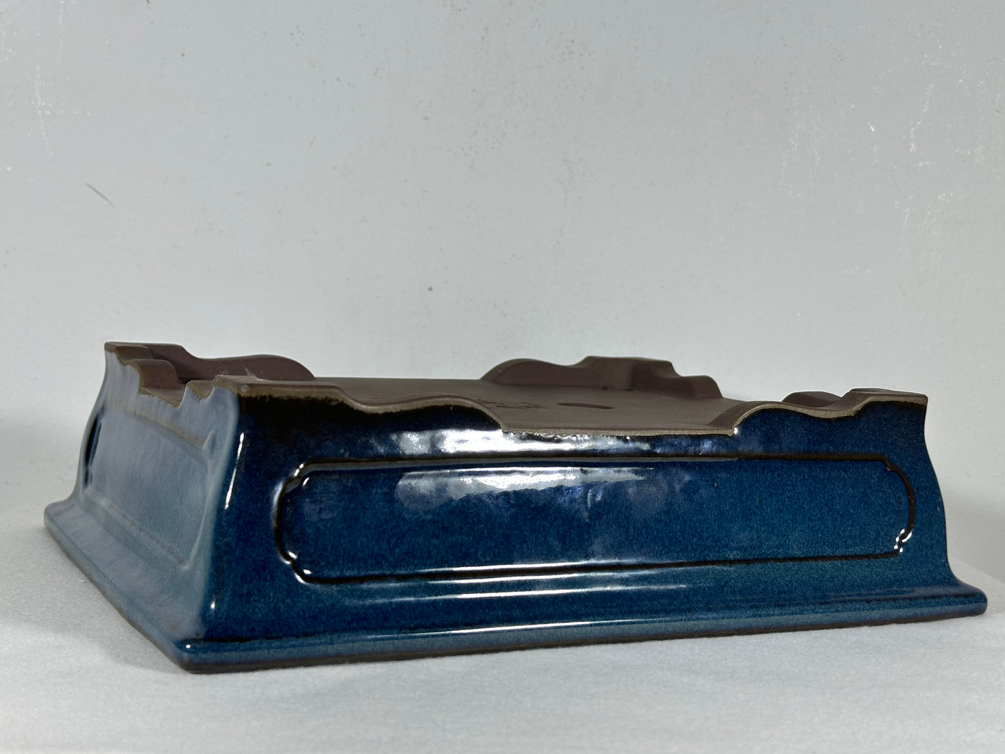 Preowned Japanese Tokoname Glazed Rectangular Bonsai Pot Yamaaki - 11.5” By 9.25”